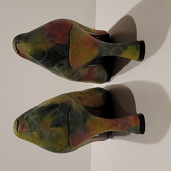 Bellini Tamesis heels 8M embossed soft leather bright green pink floral print - Picture 4 of 8